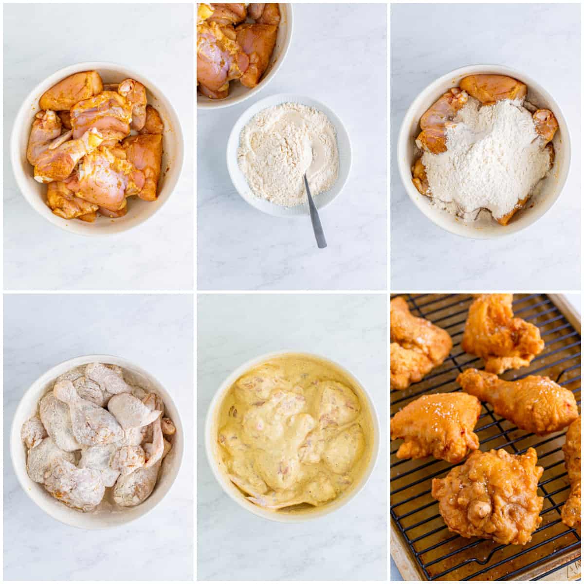 Step by step photos on how to make Grandma's Fried Chicken.