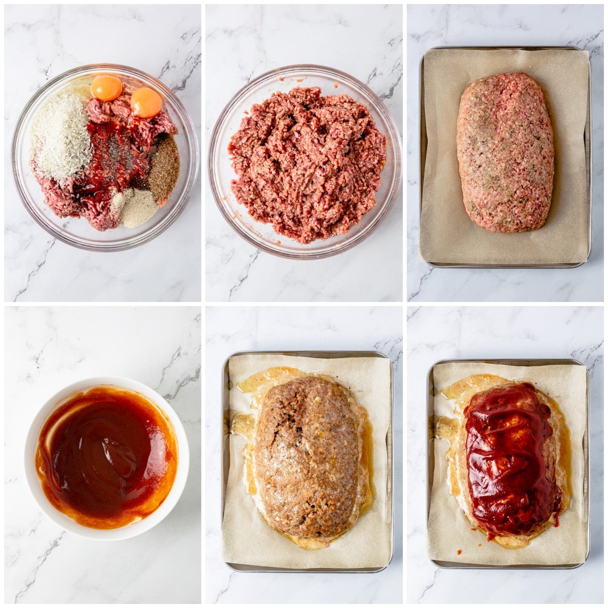Step by step photos on how to make Easy Meatloaf.