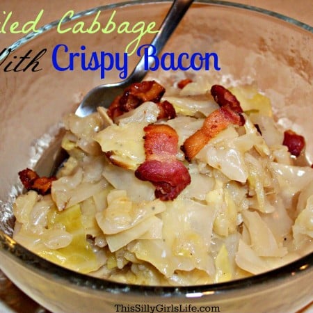 Boiled Cabbage with Crispy Bacon recipe from ThisSillyGirlsLife.com