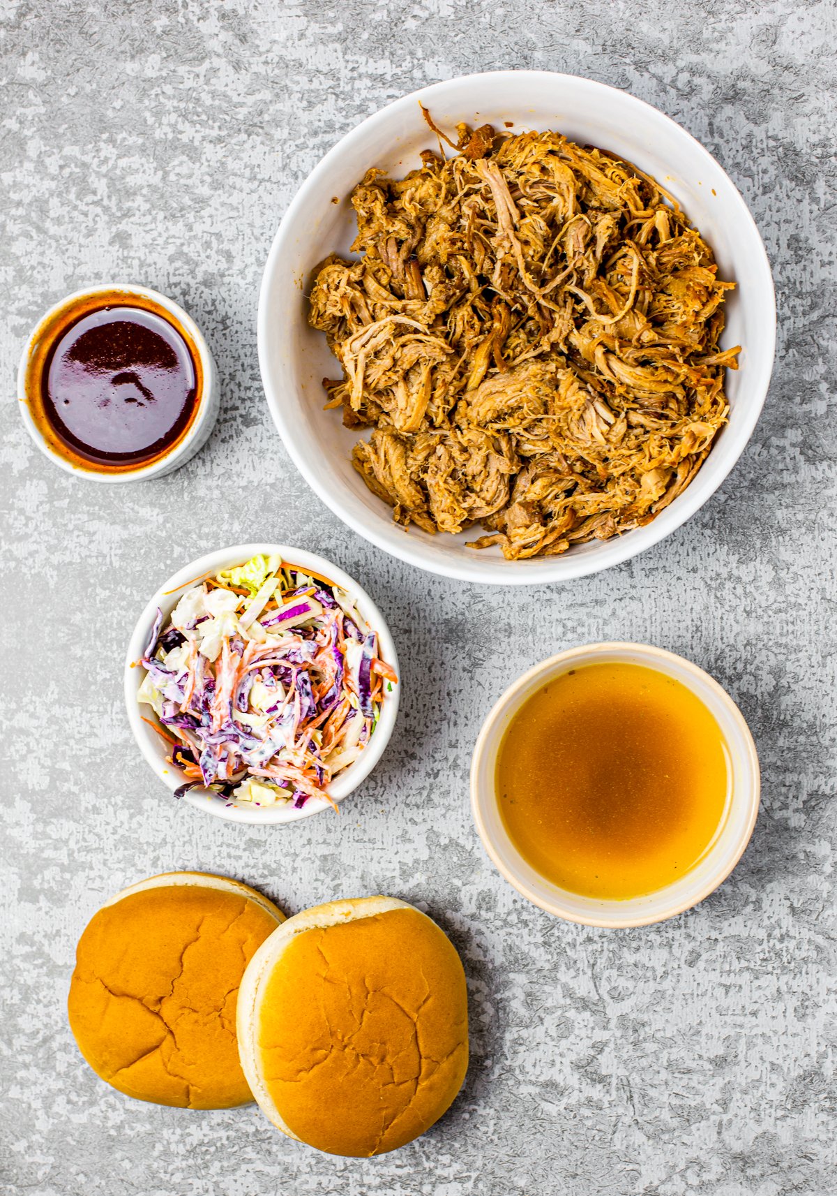 Ingredients needed to make Crock Pot Pulled Pork Sandwiches