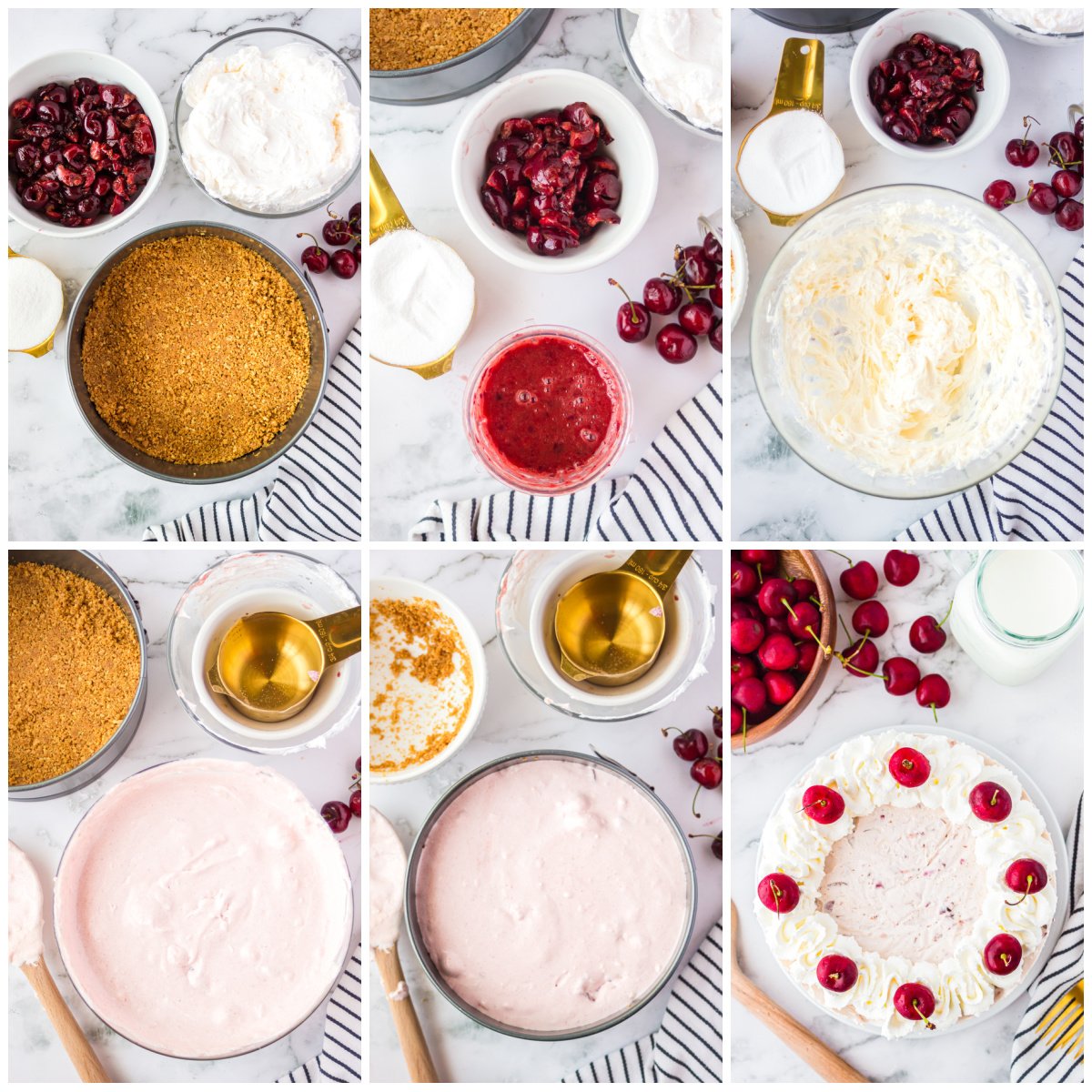 Step by step photos on how to make a Cherry Cheesecake