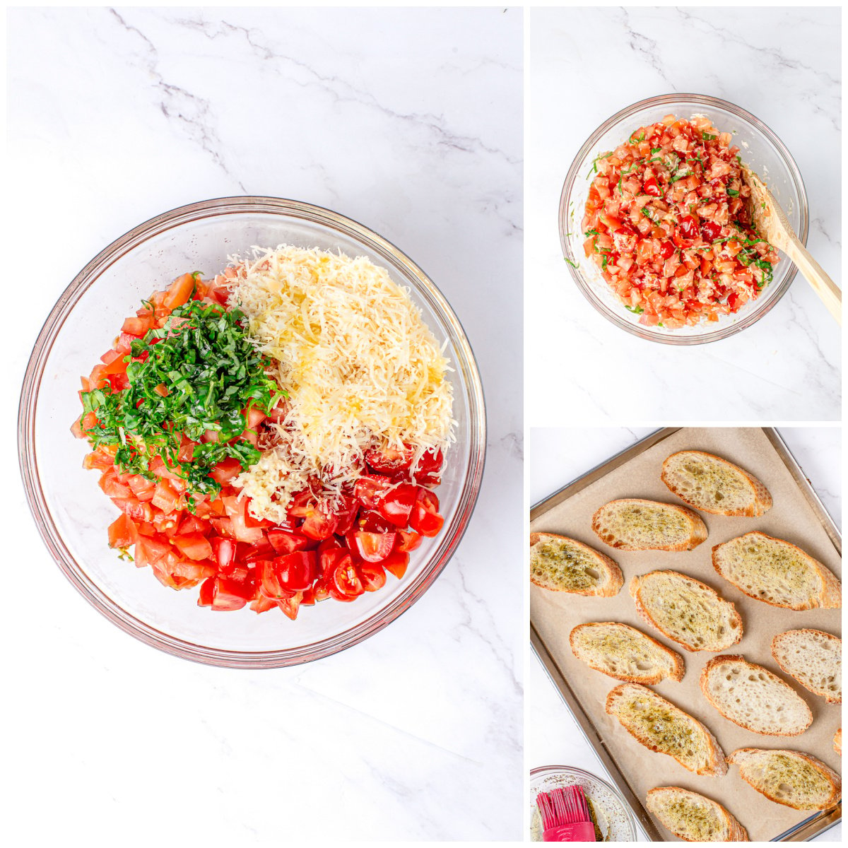 Step by step photos on how to make Bruschetta with Garlic Crostini