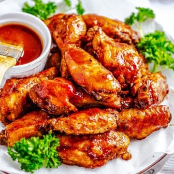 Square image of Crock Pot Chicken Wings close up.