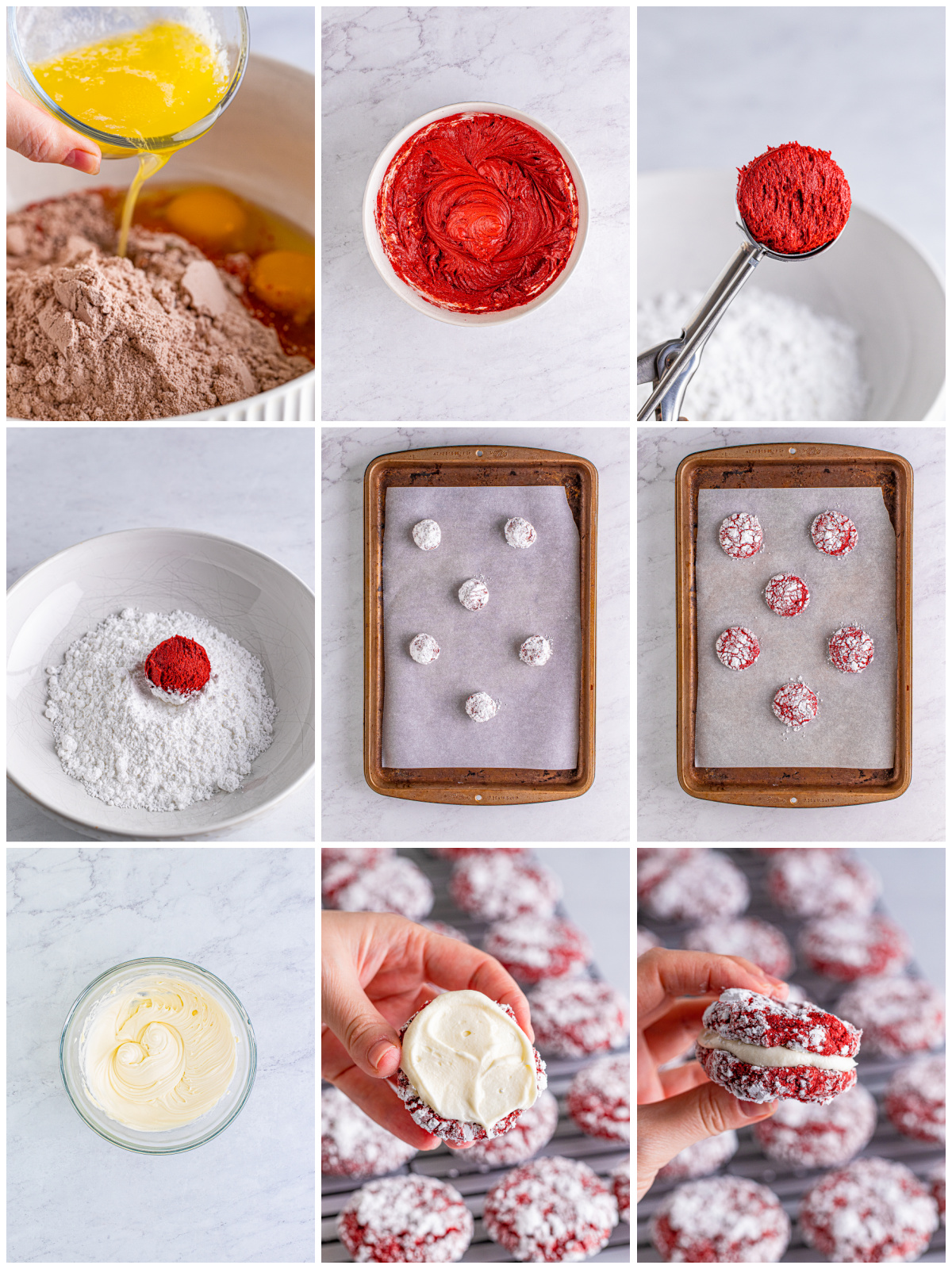 Step by step photos on how to make Red Velvet Sandwich Cookies