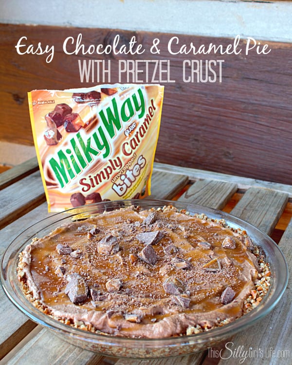 Easy Chocolate and Caramel Pie with Pretzel Crust #EatMoreBites #shop 
