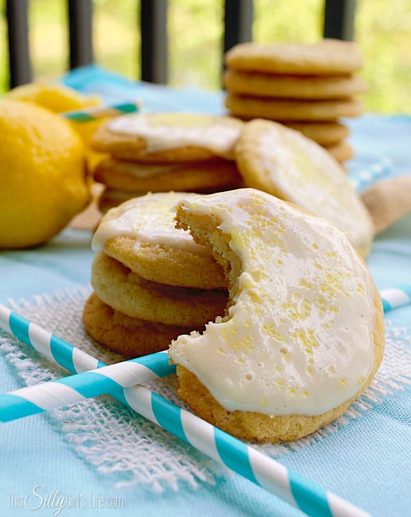 Lemon Cream Glazed Chewy Sugar Cookies, simple chewy sugar cookies coated in a thick lemon cream cheese glaze. Sweet and tart, like the perfect lemonade!