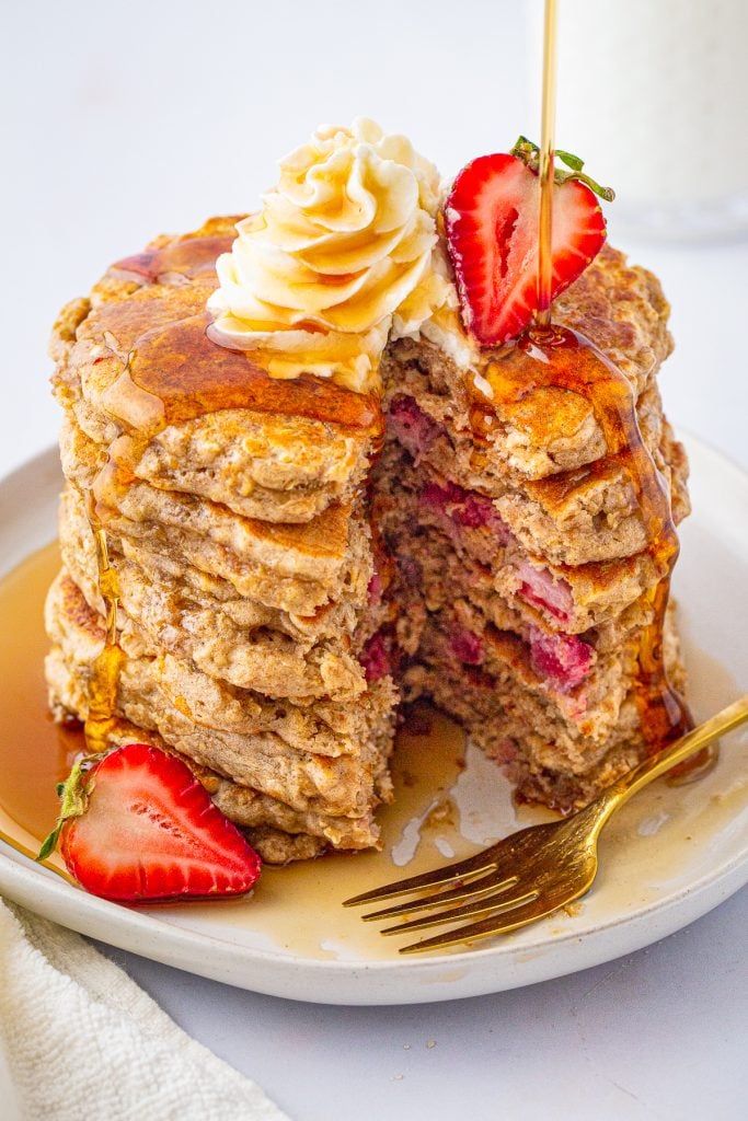 Strawberry Oatmeal Pancakes