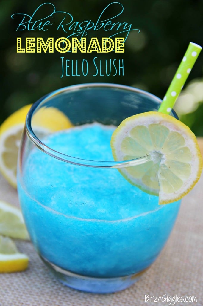 Blue Raspberry Lemonade Jello Slush, super fun and refreshing slush recipe, perfect for summer parties and BBQs!
