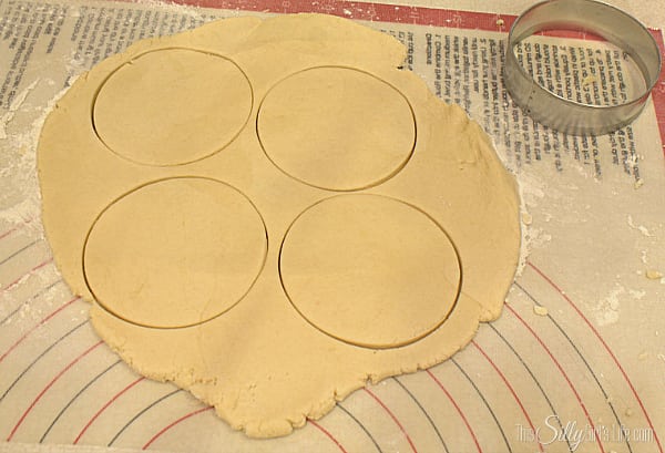 Cut out the shape you prefer and place on baking sheet.