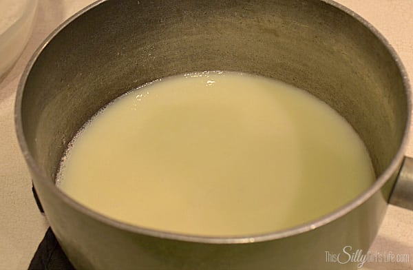 In a sauce pan, add the remaining cream and 3/4 Cup sugar. Over medium low heat, bring mixture to simmer, just until the sugar dissolves. Take off the heat.