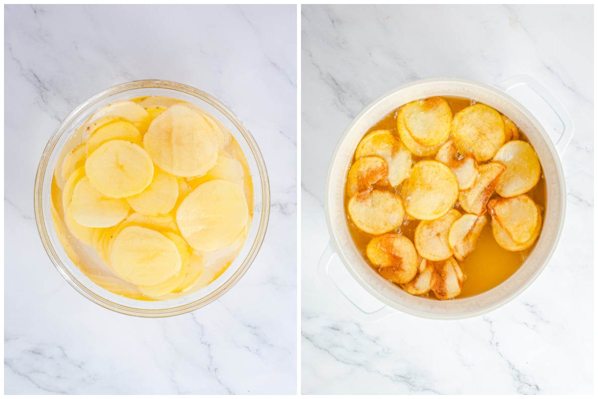 Step by step photos on how to make Homemade Potato Chips.