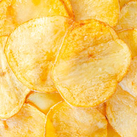 Close up of Homemade Potato Chips.