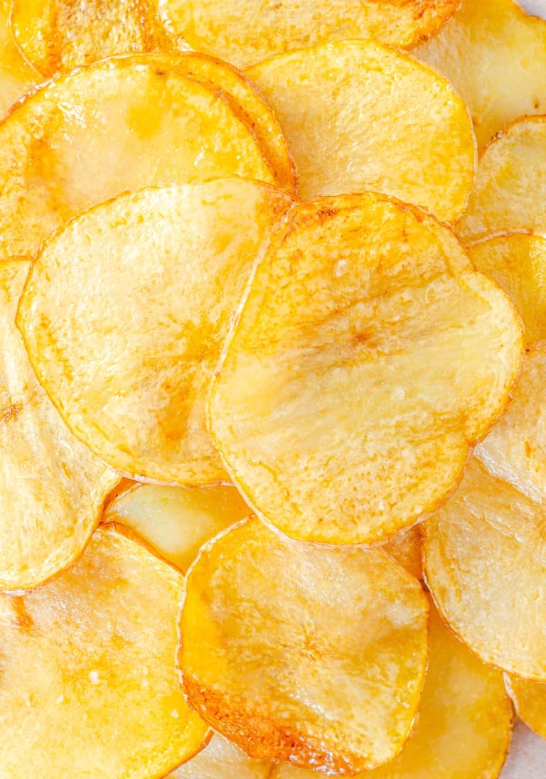 Close up of Homemade Potato Chips.