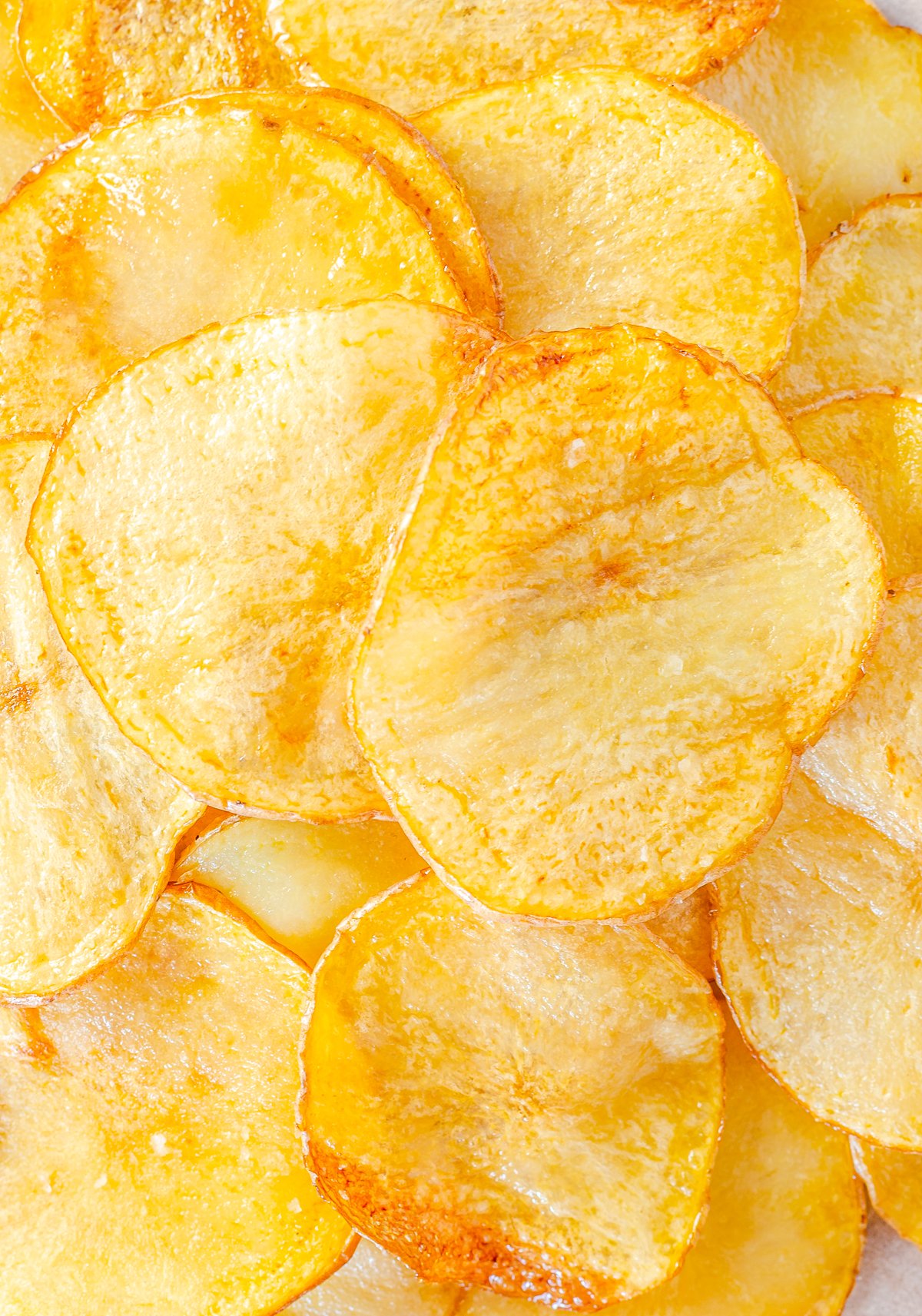 Close up of Homemade Potato Chips.