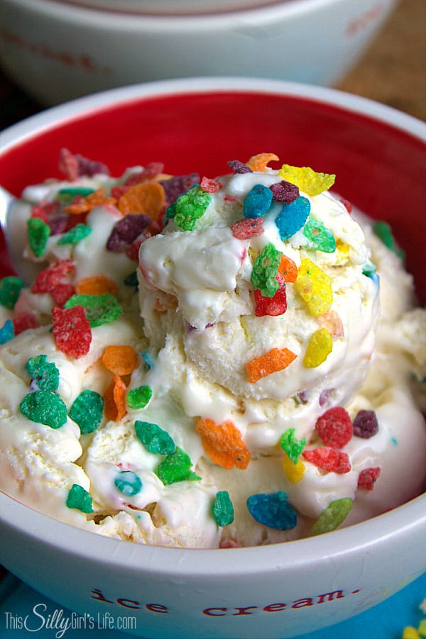Cereal Milk Ice Cream, no churn and made with fruity pebbles or your favorite sugary cereal! Your inner child will thank you.
