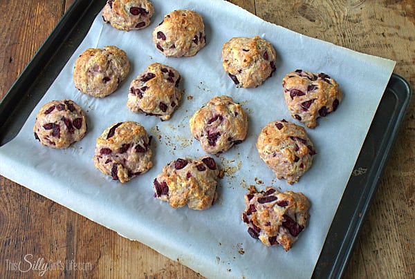 Cherry Goat Cheese Scones, drop-style scones made with creamy goat cheese and studded with fresh cherries. 