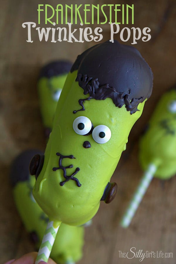 A classic favorite, Twinkies are given a #Halloween makeover with these Frankenstein Twinkies Pops! A step by step tutorial - https://www.ThisSillyGirlsLife.com