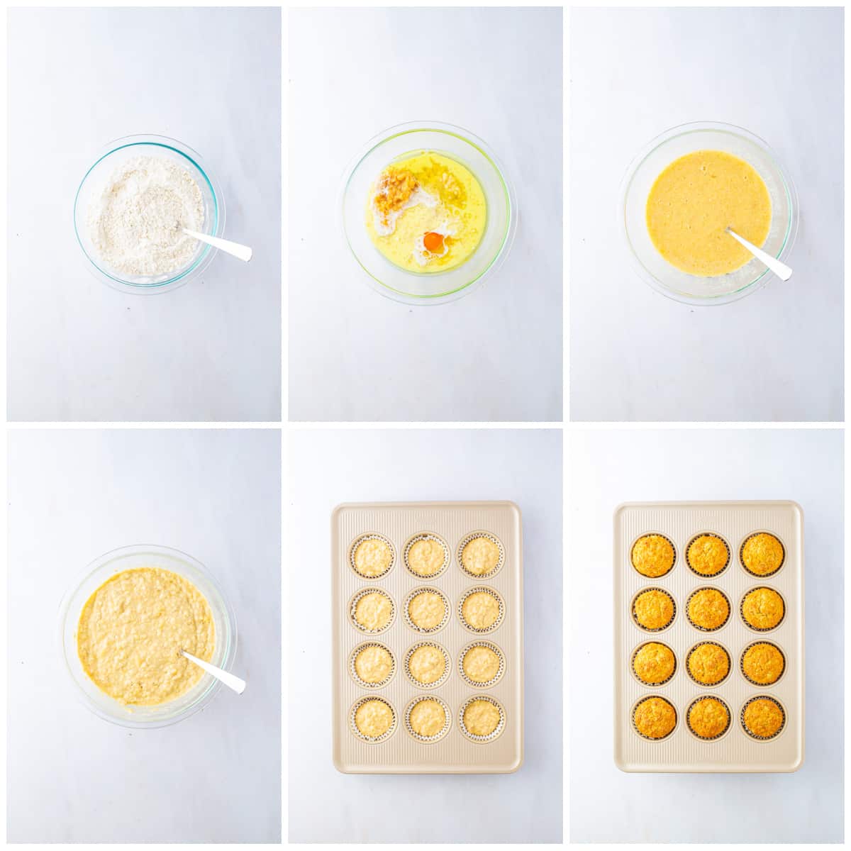Step by step photos on how to make Apple Banana Oat Muffins.