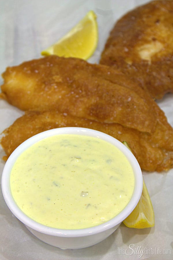 Easy Homemade Tartar Sauce, mayo mixed with pickle relish and spices, so much better than store bought! - ThisSillyGirlsLife.com
