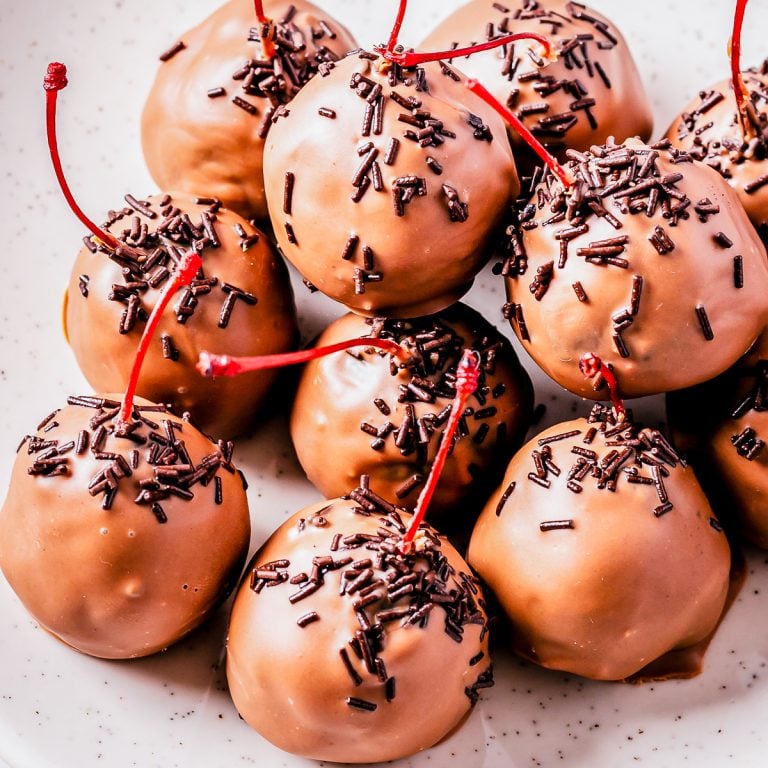 Square image of Oreo Truffles close up stacked.