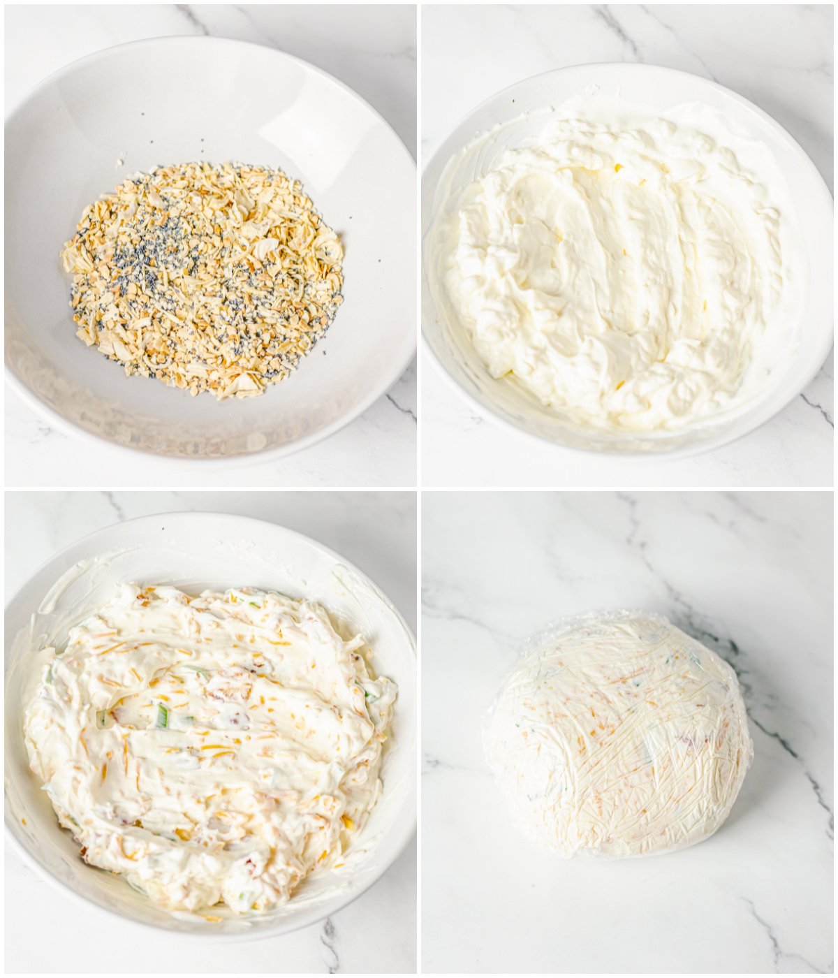 Step by step photos on how to make an Everything Cheese Ball Recipe.