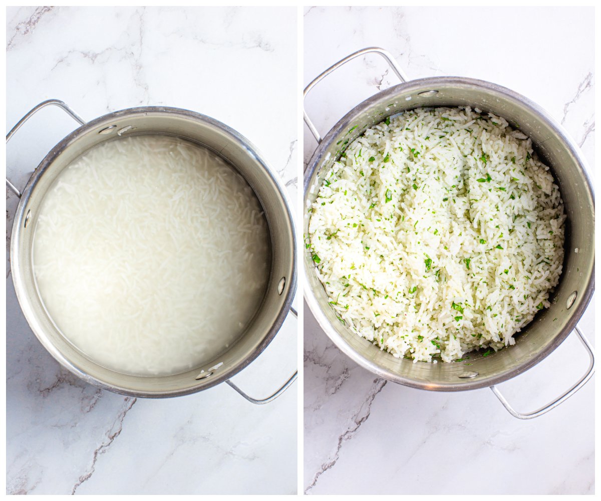 Step by step photos on how to make Cilantro Lime Rice
