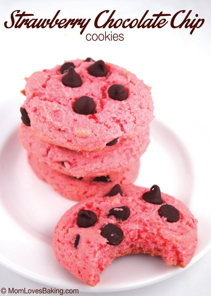 Strawberry Chocolate Chip Cookies, They're so pretty in pink! And they're super easy to make. Just 4 ingredients. Strawberry Chocolate Chip Cookies, They're so pretty in pink! And they're super easy to make. Just 4 ingredients.