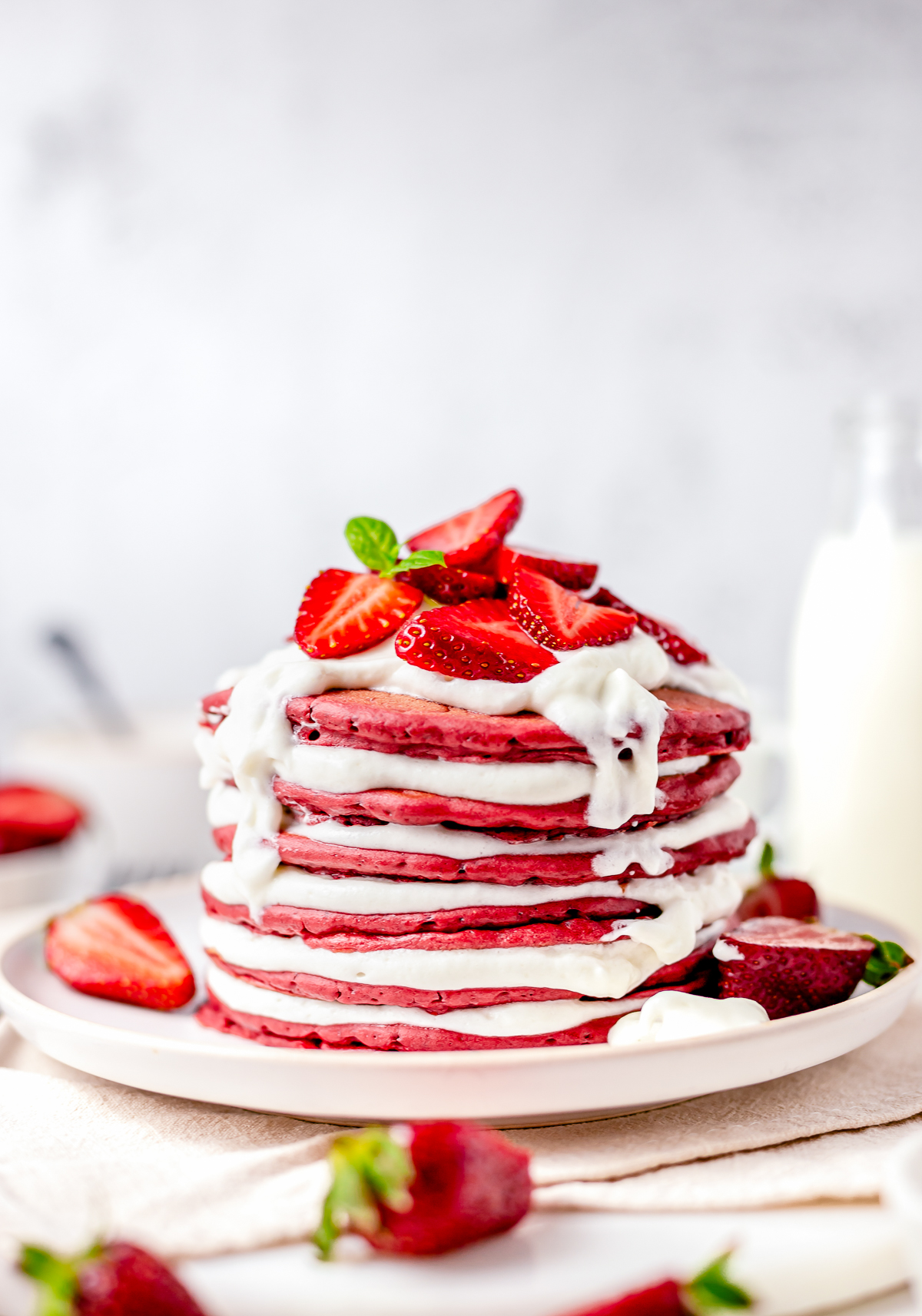 Red Velvet Pancakes with Cream Cheese Fluff Recipe