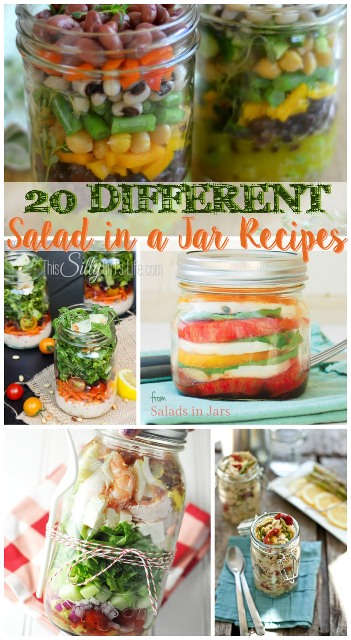 20 Different Salad in a Jar Recipes, mix up your boring lunch rotation with these fun and yummy salad in a jar recipes! - ThisSillyGirlsLife.com