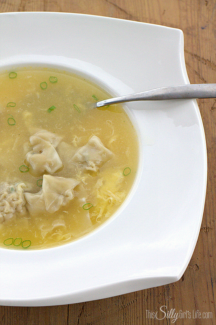 Wonton Egg Drop Soup, two favorite soups combine into the ultimate warm and comforting dish! - ThisSillyGirlsLife.com #WontonSoup #EggDropSoup