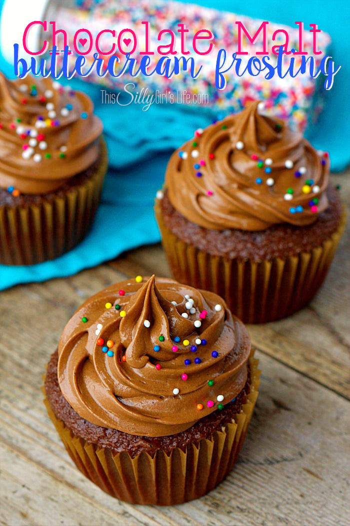 Chocolate Malt Buttercream Frosting,  rich, creamy and decadent, a great twist on regular chocolate buttercream, reminiscent of a chocolate malt milkshake! - ThisSillyGirlsLife.com