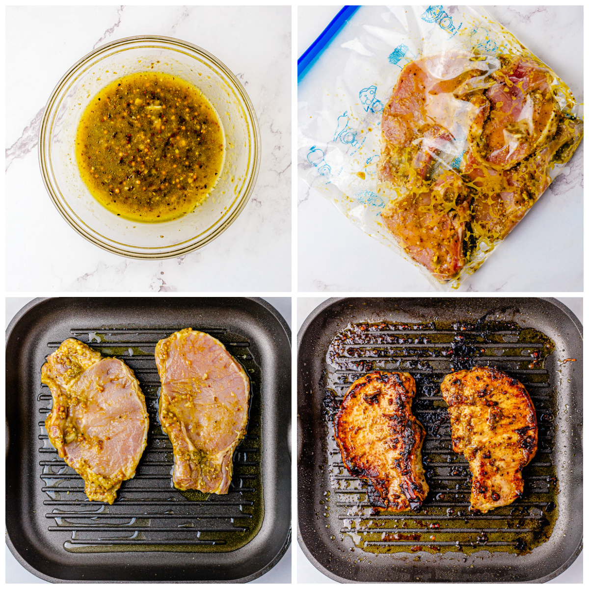 Step by step photos on how to make a Grilled Pork Chop Recipe