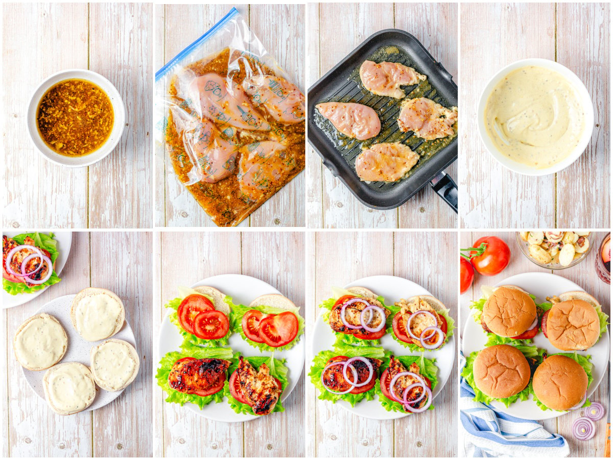Step by step photos on how to make Mustard Grilled Chicken Sandwiches