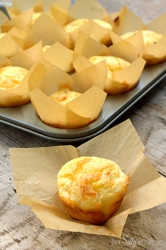 Pepper Jack Cheese Muffins, quick and easy tender, cheesy muffins with a hint of spice that will pair perfectly with almost any meal! - ThisSillyGirlsLife.com #PepperJack #CheeseMuffins