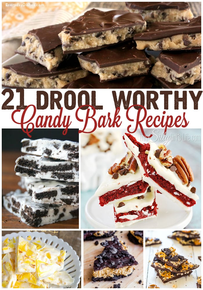 21 Drool Worthy Candy Bark Recipes, a collection of the most epic candy bark recipes that will have you running to the grocery store! - ThisSillyGirlsLife.com #CandyBark
