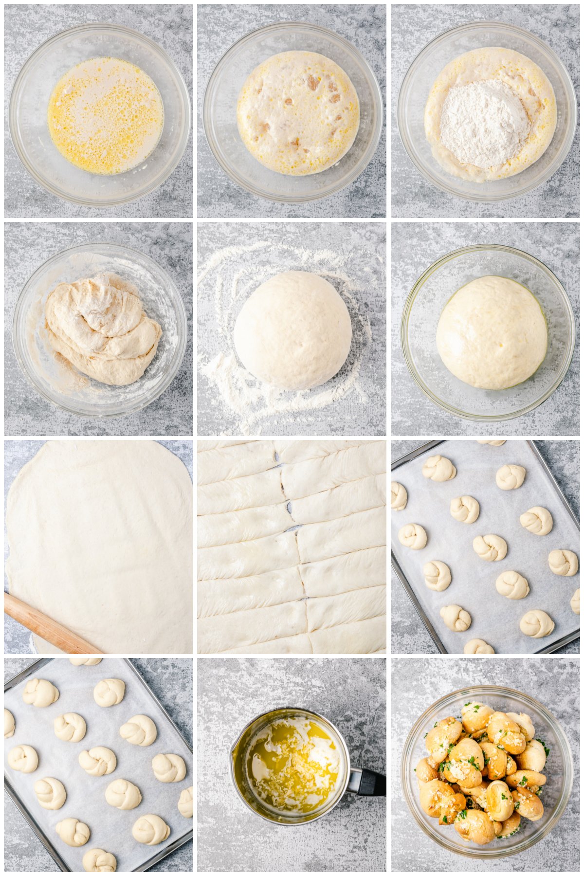 Step by step photos on how to make a Garlic Knots Recipe