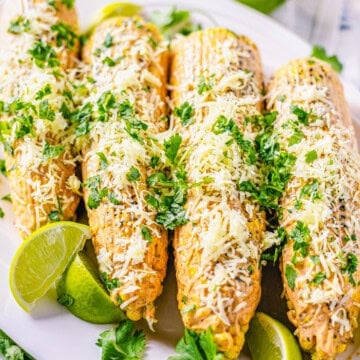Square image close up of Mexican Street Corn Recipe