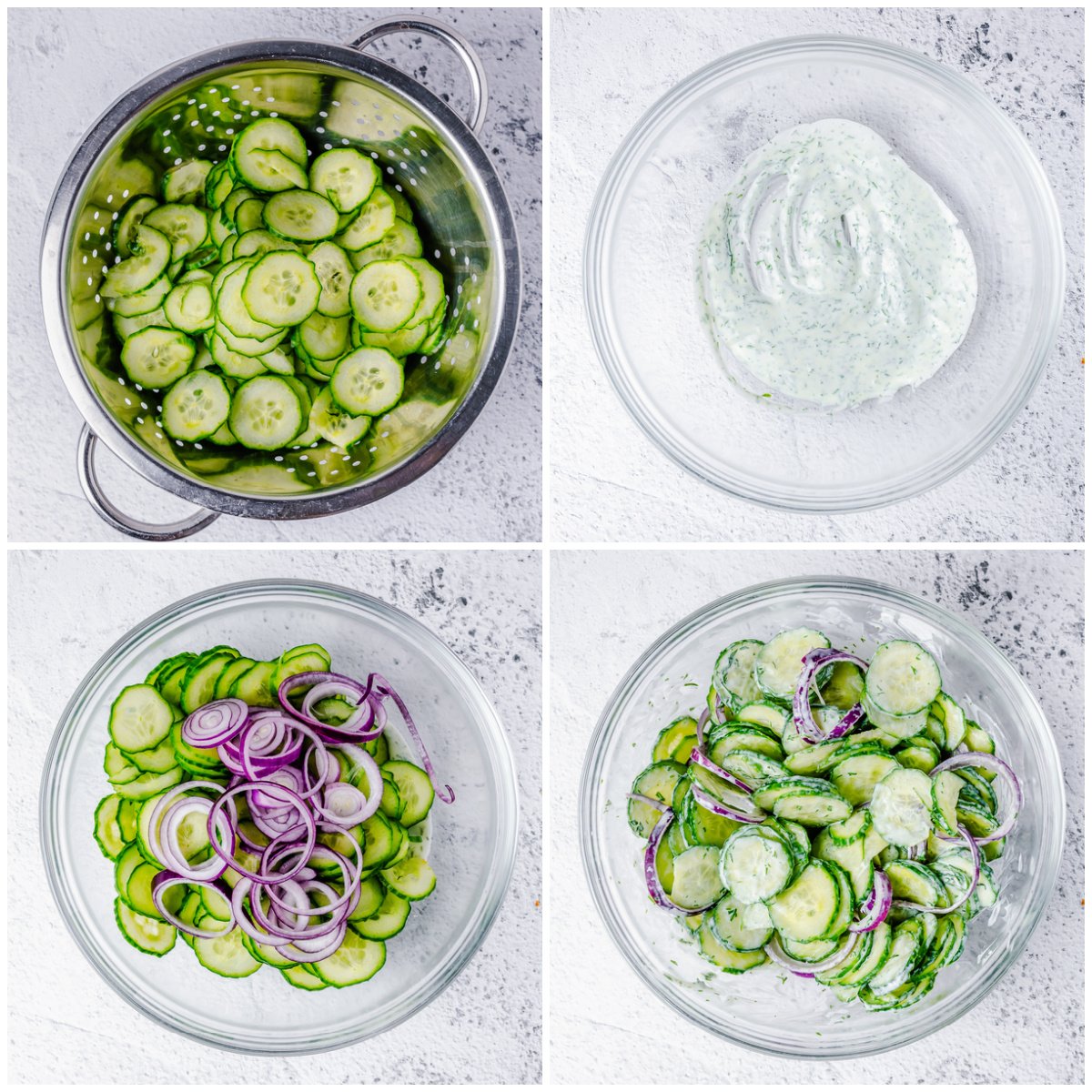 Step by step photos on how to make Dill Cucumber Salad