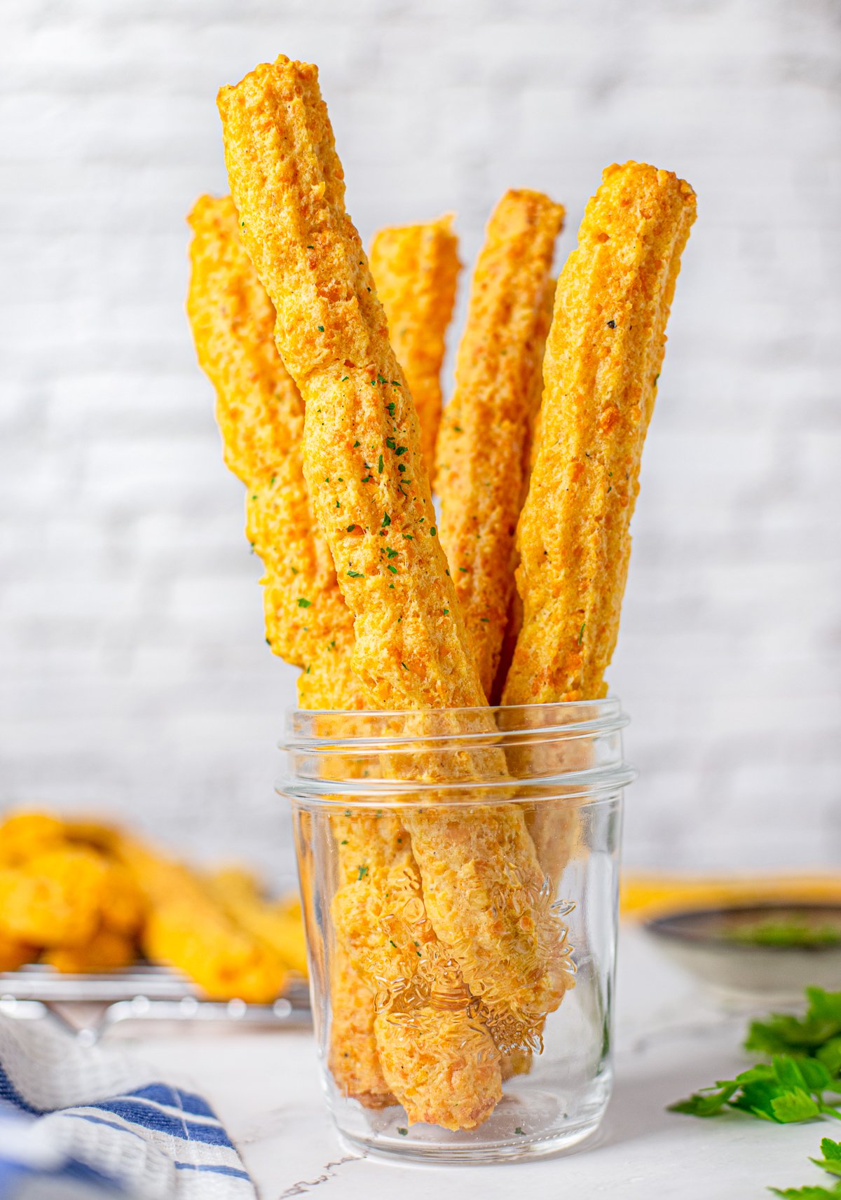 Cheese Straws in glass jar
