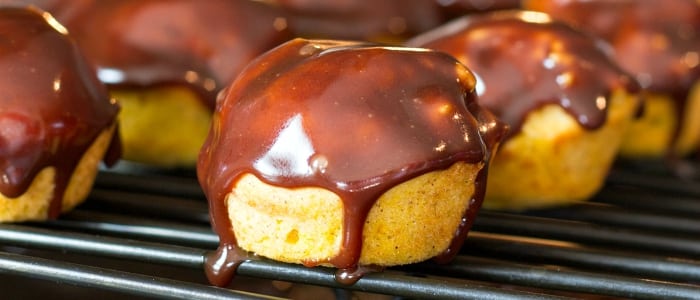 Baked Chocolate Glazed Pumpkin Donut Holes