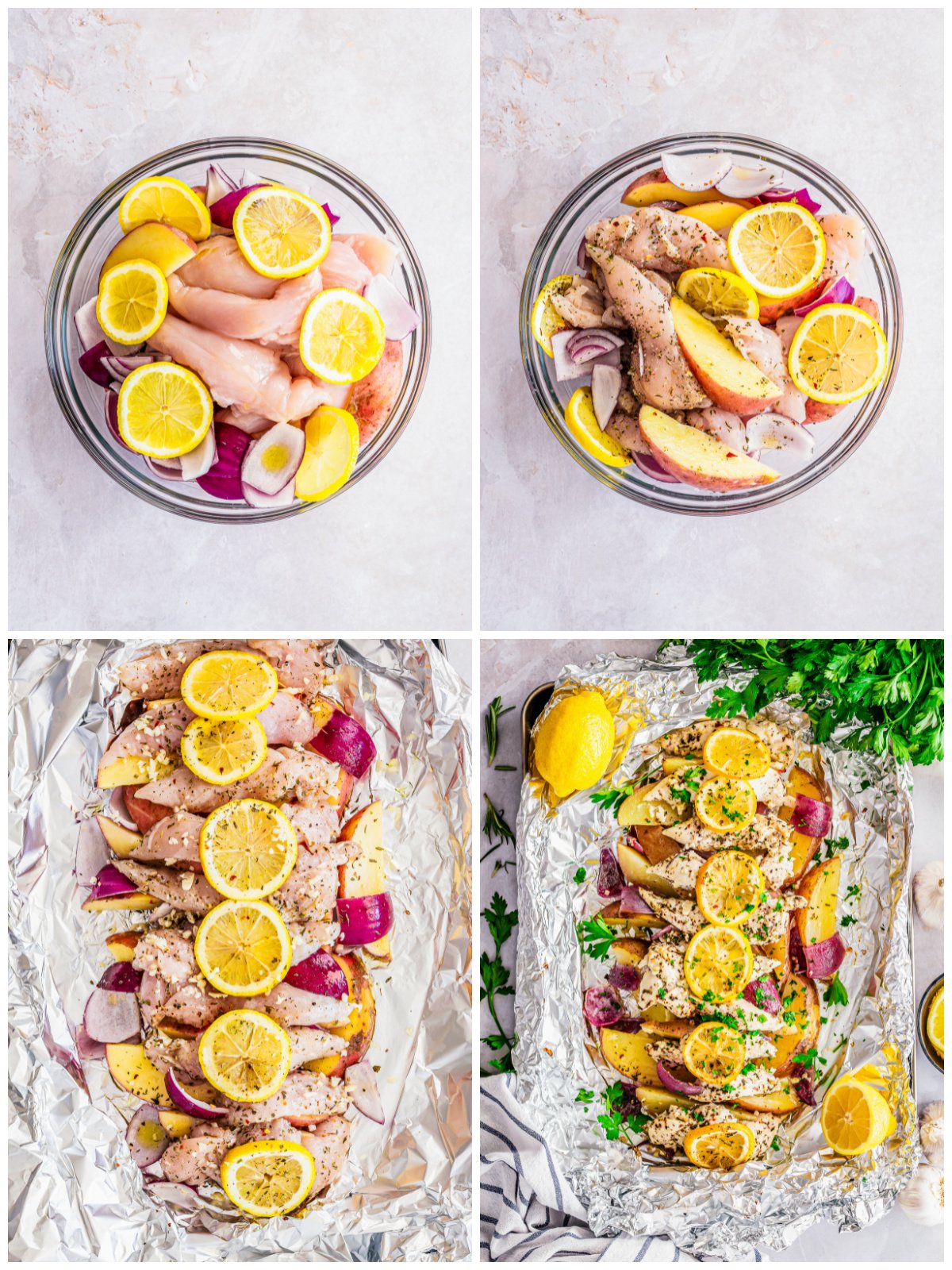 Step by step photos on how to make a Chicken Foil Packet