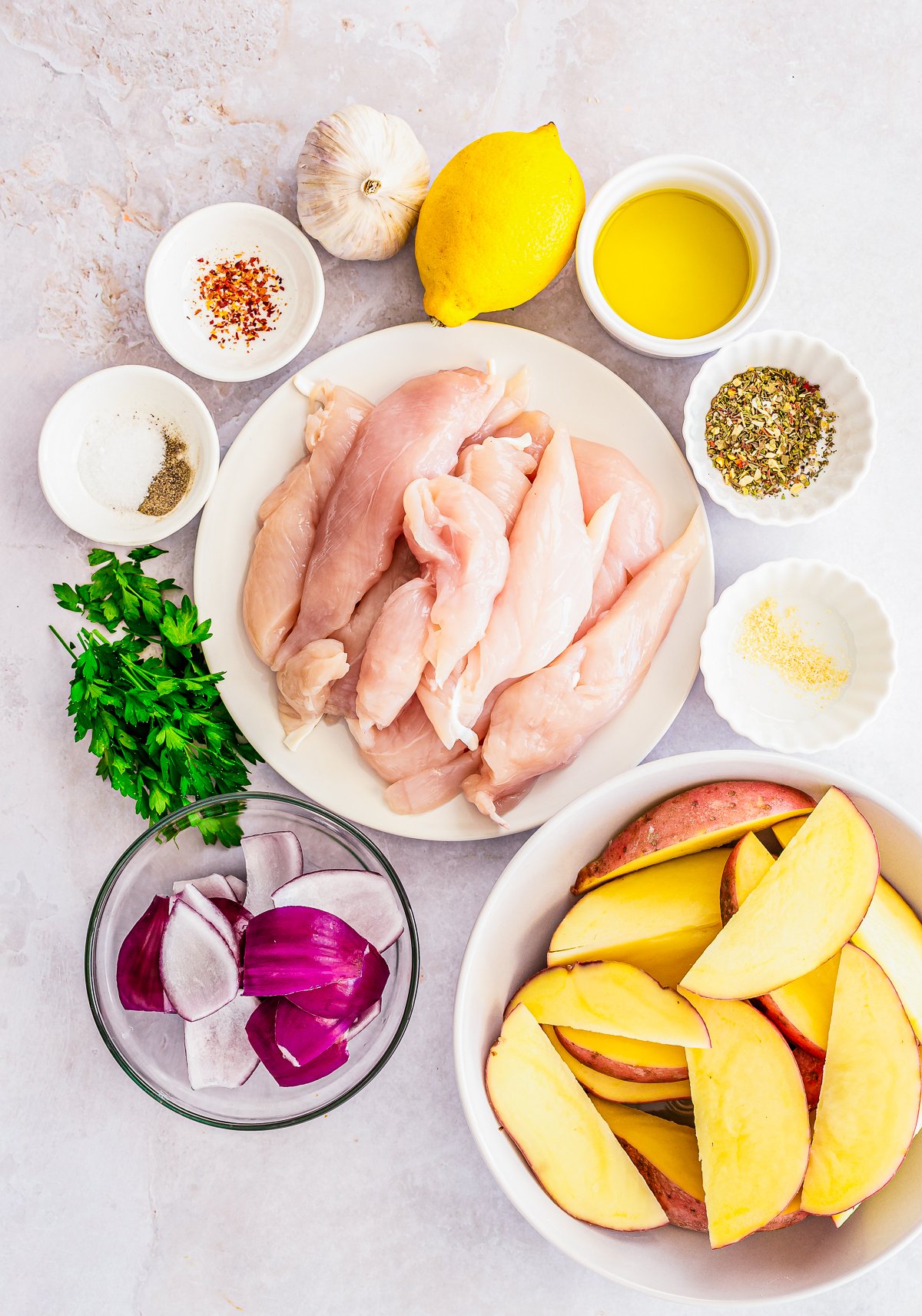Ingredients needed to make Italian Chicken Lemon Foil Packet.