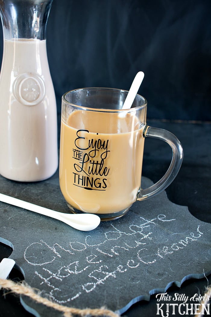 Homemade Chocolate Hazelnut Coffee Creamer, extremely easy to make and the perfect way to elevate your favorite hot beverages! from ThisSillyGIrlsLife.com #FlavorYourMomentCG  #ad @tatelylesugarus