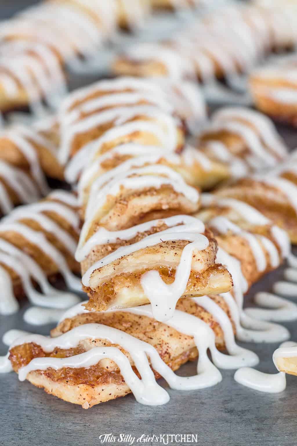 Close up of one stacked Apple Cinnamon Twist