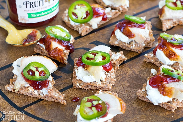 Sweet and Spicy Chicken Canapés, impress your guests with these easy canapés featuring rotisserie chicken, jalapeños and cream cheese! from ThisSillyGirlsKitchen.com @Walmart ad #SpreadTheHeat