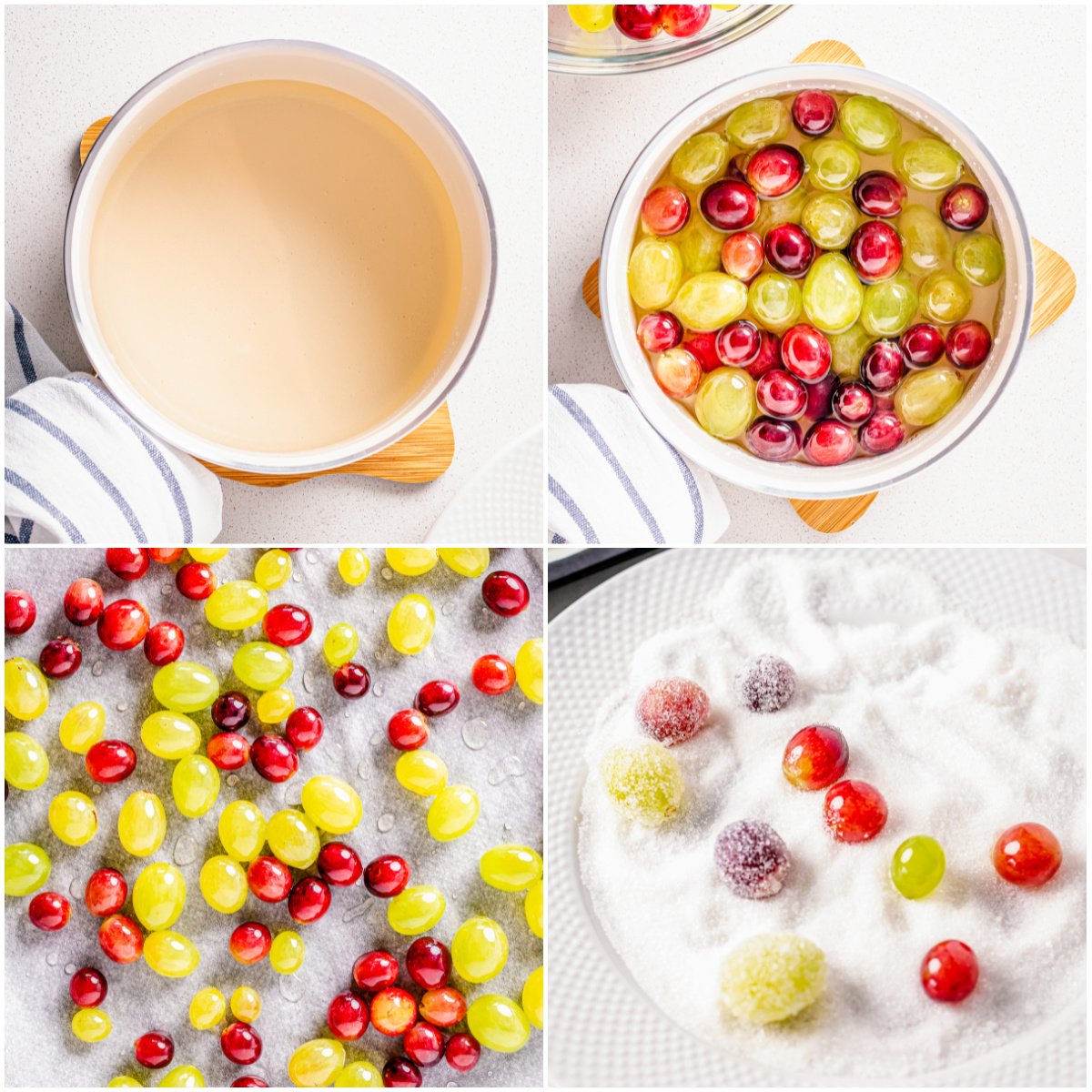 Step by step photos on how to make Candied Grapes.