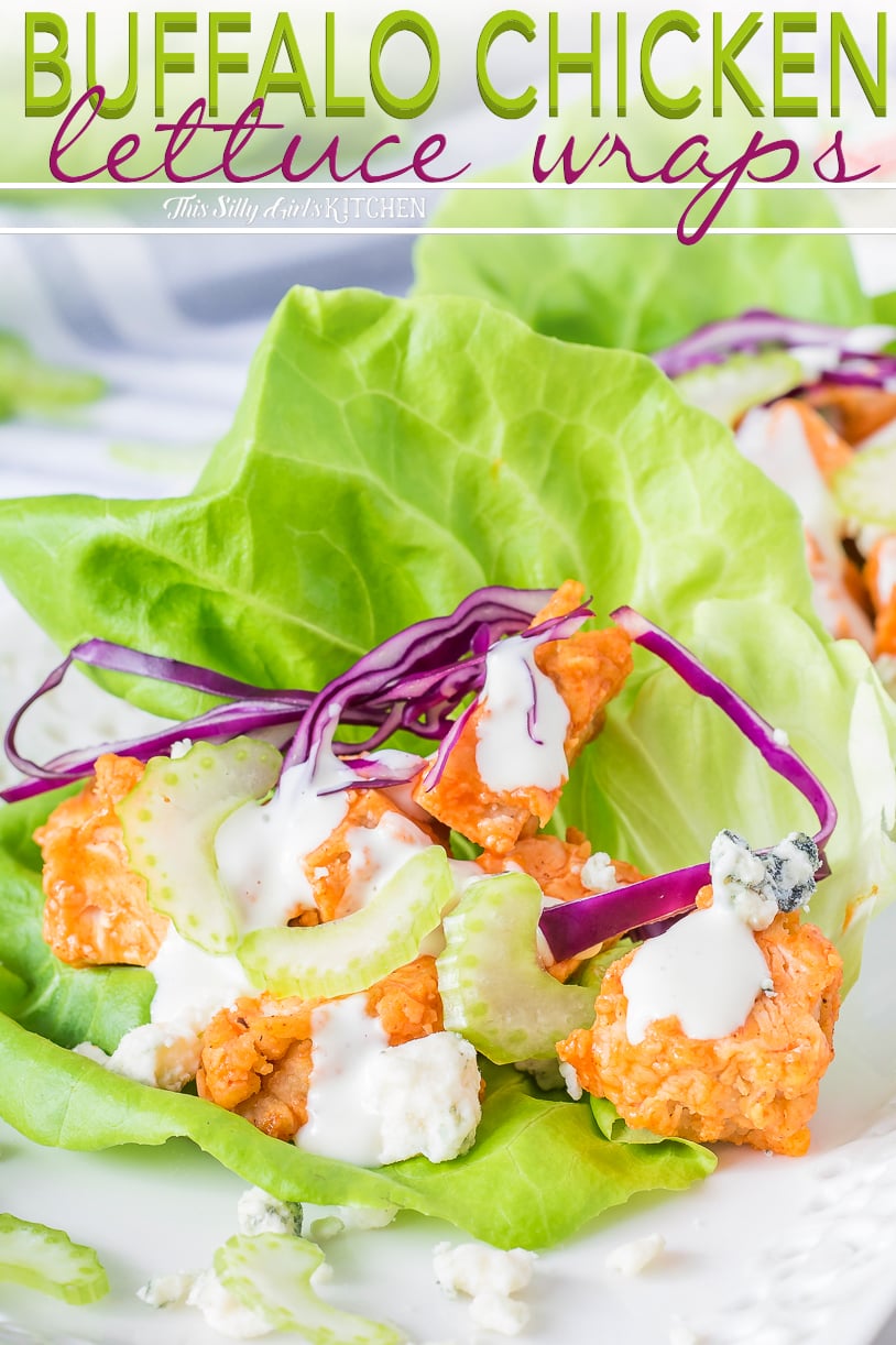 Close up of dressed up Chicken Lettuce Wrap Pinterest Image