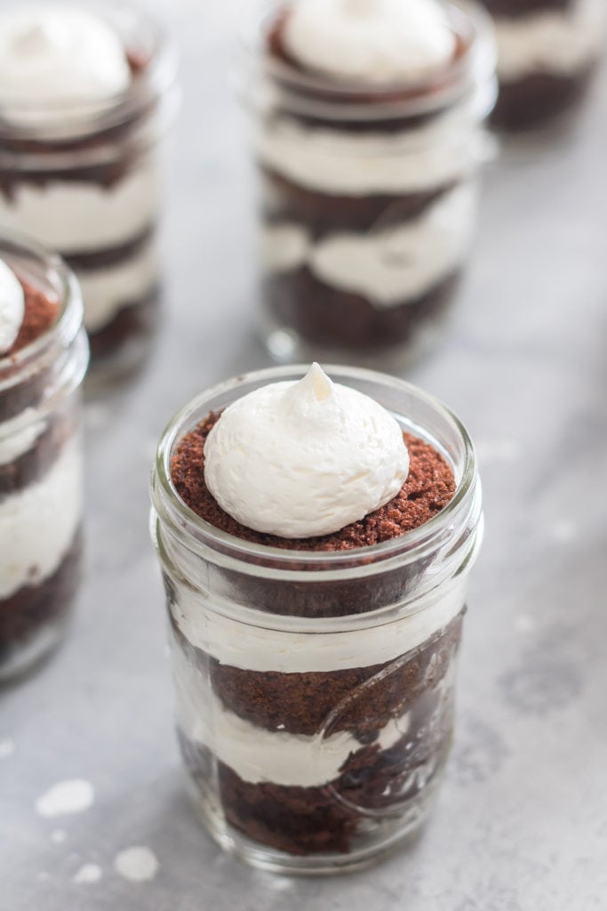 Dr Pepper Mason Jar Cupcakes, the cutest, no-mess cupcakes, perfect for your game day spread! Recipe from ThisSillyGirlsKitchen.com