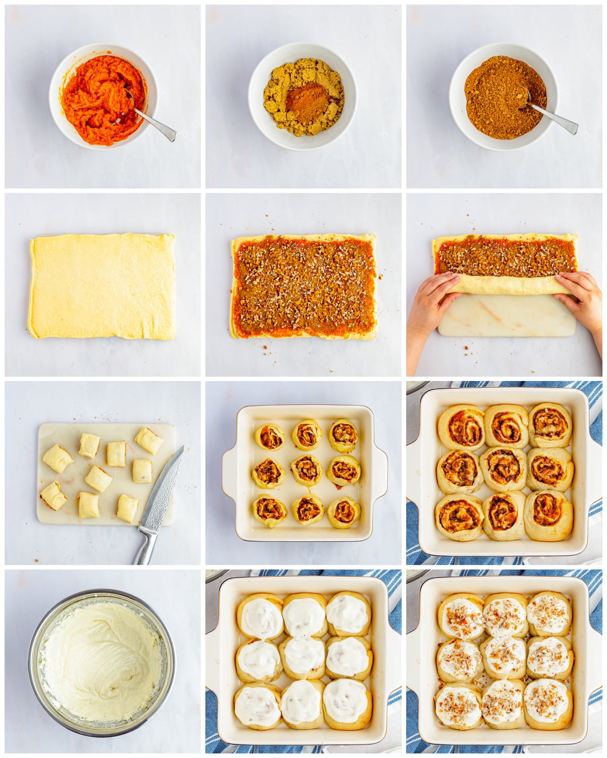 Step by step photos on how to make Pumpkin Cinnamon Rolls.