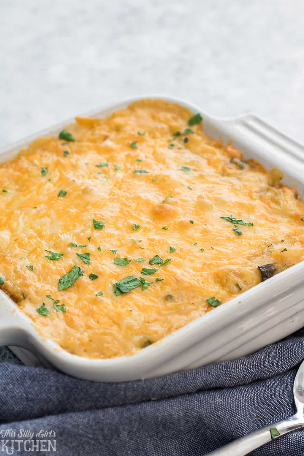 #Zucchini #Rice #Casserole, a decadent small batch recipe for a creamy, comforting side dish! #Recipe from ThisSillyGirlsKitchen.com 